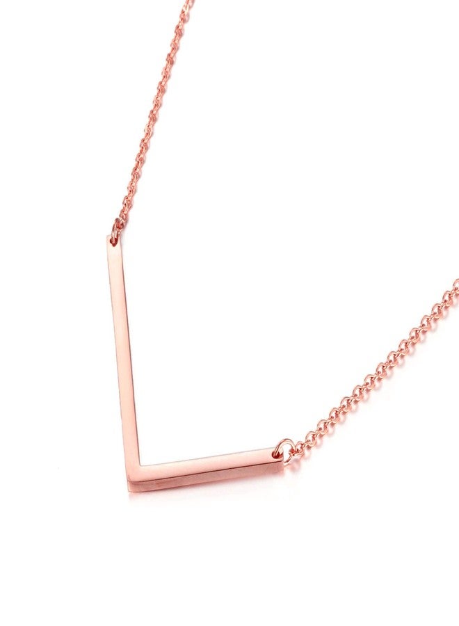 MEMGIFT Big Letter Necklace Stainless Steel Initial Pendant Best Friends Jewelry for Girls Women Her Birthday Christmas (Rose Gold L) - Image 1