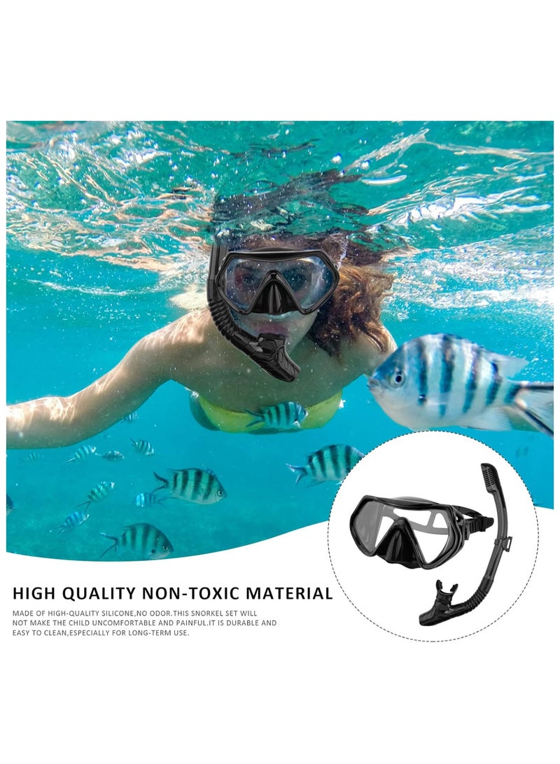 AROAQ Dry Snorkel Set Adults Professional,Anti-fog Diving Mask 180° Panoramic Ultra-Clear Snorkel Mask Anti-leak Diving Tube Set Free Breath Scuba Diving Goggle Adjustable for Men Women - Image 4