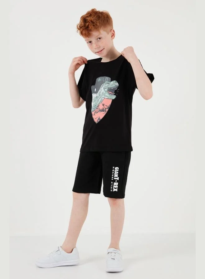 Lela Lela Cotton Regular Fit Crew Neck Shorts Bottom-Top Set Boy SET 6212018