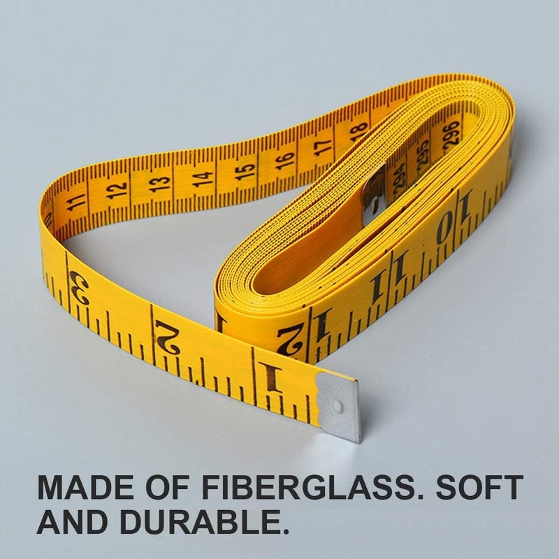 SumVibe 120 Inches/300cm Soft Tape Measure, Pocket Measuring Tape for Sewing Tailor Cloth Body Measurement, Yellow 2-Pack - Image 4