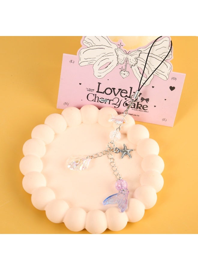 NIBEMINENT Beaded Phone Lanyard, Anti Lost Removable Wrist Strap，Handmade Love Bracelet Pendant, Phone Keychain Lanyard