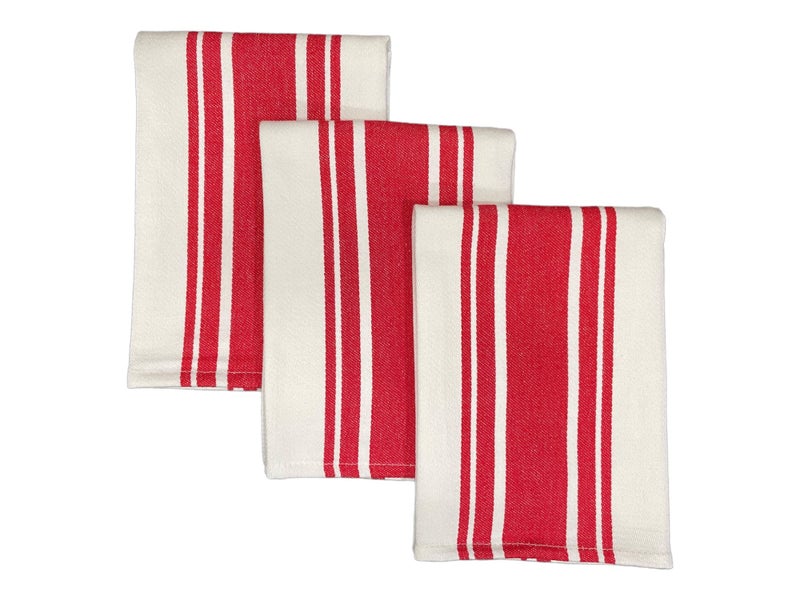 Casa De Lan Kitchen Towels Set – Pack of 3 (20’’ x 30’’) Extra Large Premium Cotton Dish Towels for Kitchen – Super Striped Towels – Absorbent – 100% Cotton – Hanging Loop – Red - Image 3