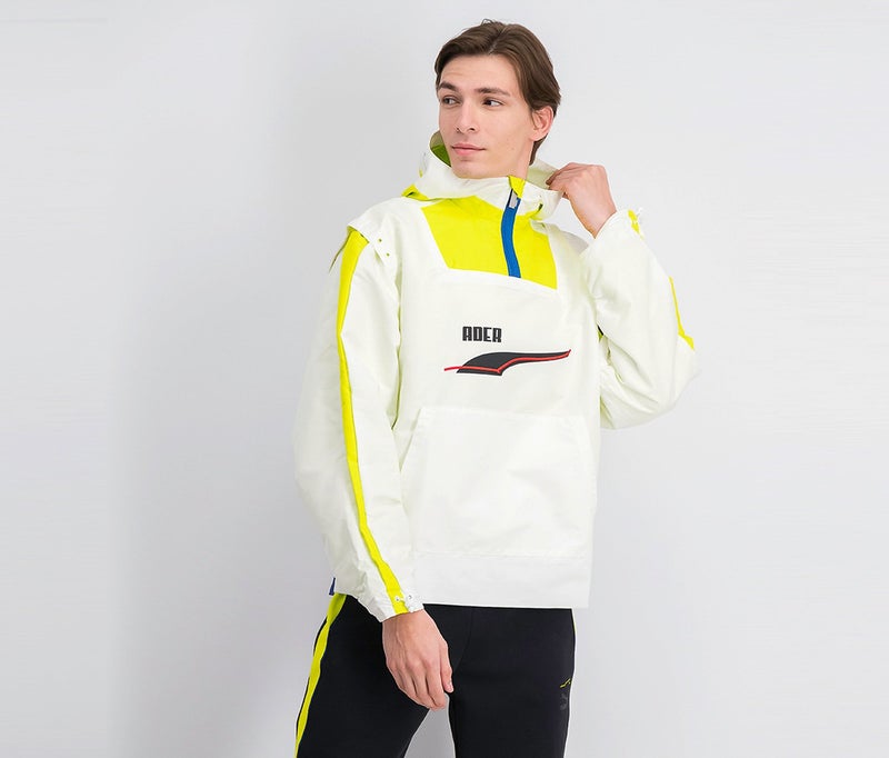 PUMA جاكيت واقي من الرياح بغطاء للرأس للرجال، أبيض - Image 1