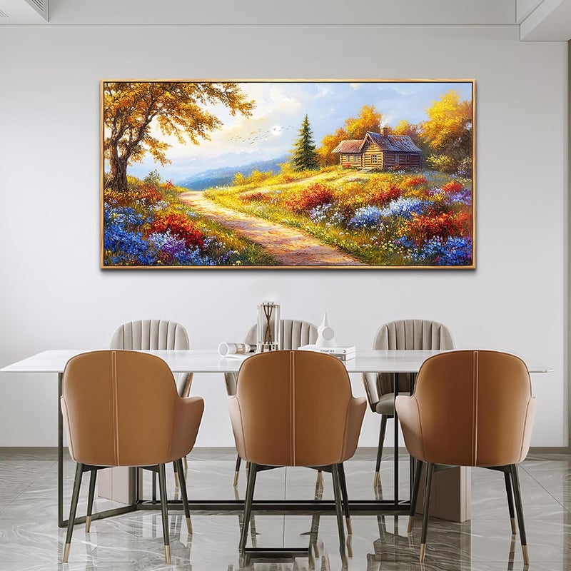 EMODA Large Rustic Landscape Wall Art – Framed Canvas for Living Room, 60x120 cm Vintage Décor - Image 4