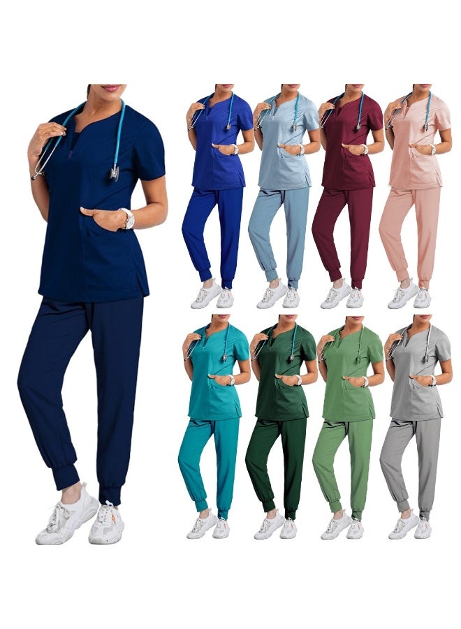 Loquat Womens Medical Scrubs Set Medical Uniform Set Orange Red - Image 3