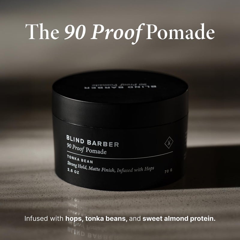 Blind Barber 90 Proof Hair Pomade for Men - Strong Hold, Natural Finish - Water-Based, Matte Pomade for Men with Hops & Tonka Bean - Free of Greasy Oils, Easy to Use - (2.5 Oz) - Image 3