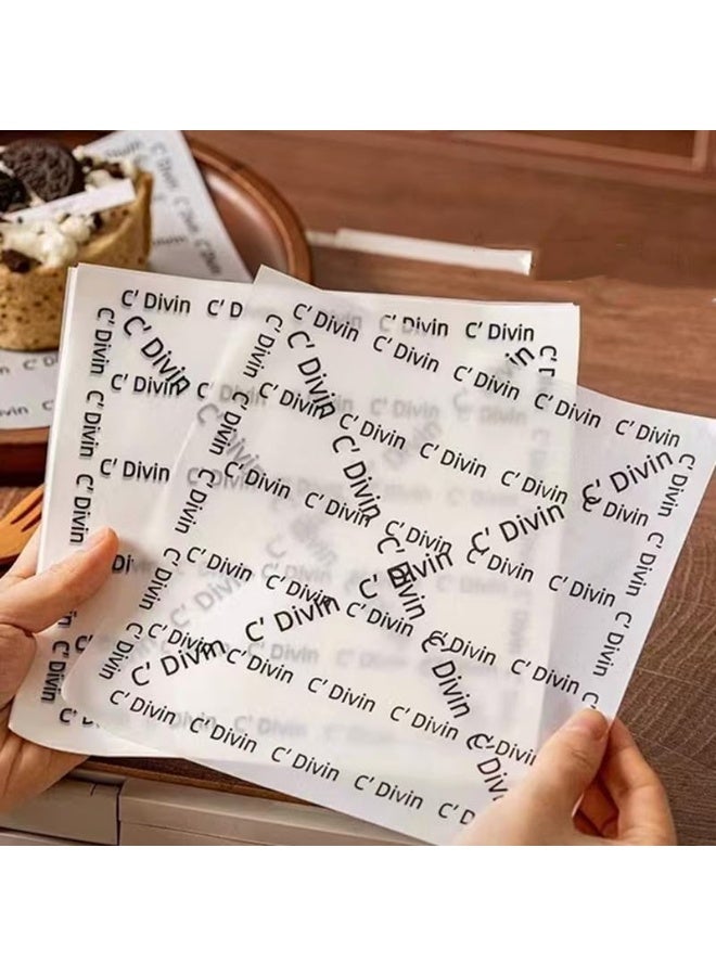 100Pcs Wax Paper Sheets for Food, Basket Liners Food Picnic Paper Sheets Greaseproof Deli Wrapping Sheets,BBQ paper,White background with printed French text - Image 3