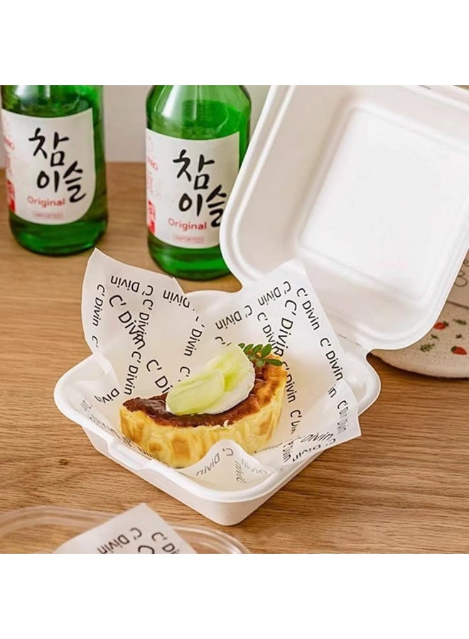 100Pcs Wax Paper Sheets for Food, Basket Liners Food Picnic Paper Sheets Greaseproof Deli Wrapping Sheets,BBQ paper,White background with printed French text - Image 4