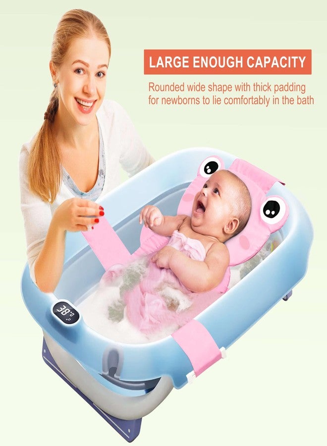 AIR&TREE Baby Bath Seat Support Net, Quick Drying, Adjustable, Comfortable, Non-Slip, Infant Bathtub Sling Shower Mesh for a Tub, Soft Newborn Bath Mat (Deep Pink Frog) - Image 3