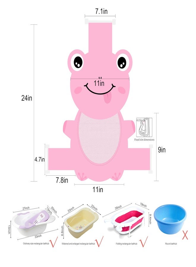 AIR&TREE Baby Bath Seat Support Net, Quick Drying, Adjustable, Comfortable, Non-Slip, Infant Bathtub Sling Shower Mesh for a Tub, Soft Newborn Bath Mat (Deep Pink Frog) - Image 5