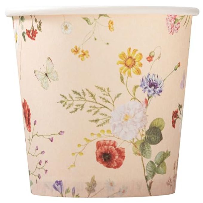 Crisky 3oz Bathroom Cups[300 Pack] Disposable Paper Dixie Cup, Elegant Vintage Floral Small Mouthwash Cups, Hot/Cold Beverage Coffee, Dessert for Birthday Parties, Home-use, Picnics, Ceremonies