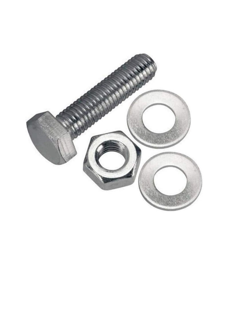 12 pcs Hex Head Screw Bolts Nuts & Washers Fully Thread GI Plain Finish Bolt Set. (12, 60MM)  - Image 2