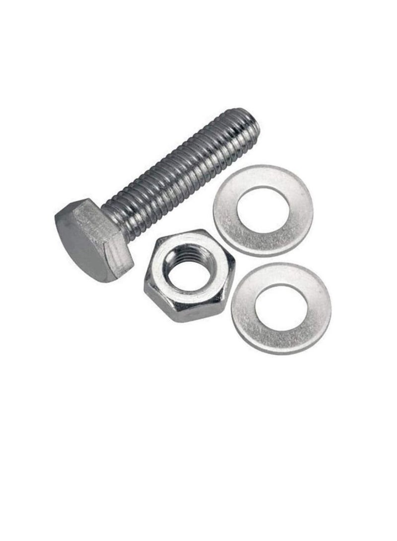 12 pcs Hex Head Screw Bolts Nuts & Washers Fully Thread GI Plain Finish Bolt Set. (12, 60MM)  - Image 1