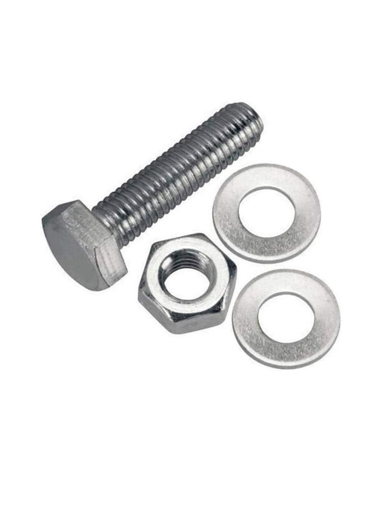 12 pcs Hex Head Screw Bolts Nuts & Washers Fully Thread GI Plain Finish Bolt Set. (12, 60MM)  - Image 3