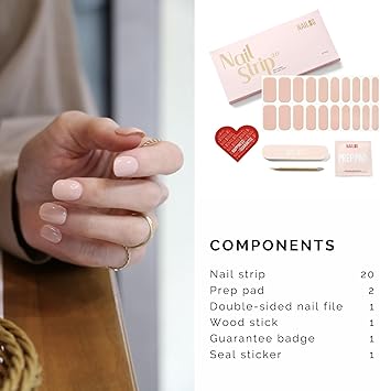 NAILOG Semi Cured Gel Nail Strips Extra Long Nail Polish Strips 20 Pieces Long Lasting Semi Cured Nail Stickers with Soft Glossy Gel Finishin The Nude - Image 5