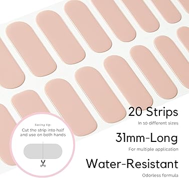 NAILOG Semi Cured Gel Nail Strips Extra Long Nail Polish Strips 20 Pieces Long Lasting Semi Cured Nail Stickers with Soft Glossy Gel Finishin The Nude - Image 4