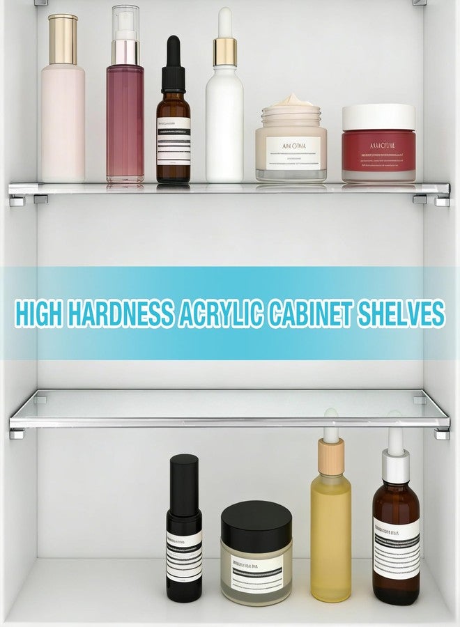 EYAYEN 4 Pcs Medicine Cabinet Shelves 13.5 Inch Acrylic Replacement Organizer for Bathroom Living Room Wall Mounted Shelves for Kitchen Cabinet (Clear) - Image 4