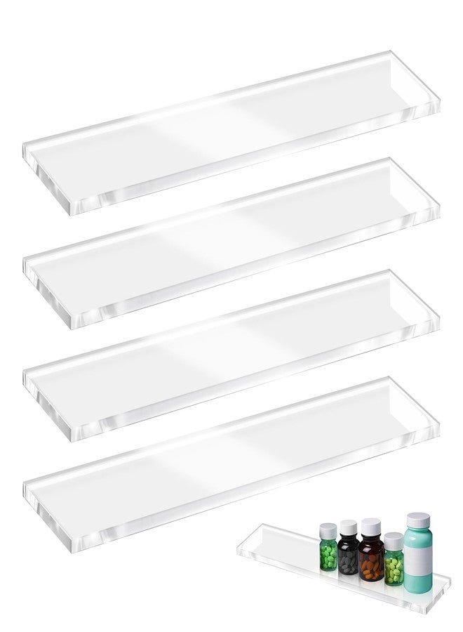 EYAYEN 4 Pcs Medicine Cabinet Shelves 13.5 Inch Acrylic Replacement Organizer for Bathroom Living Room Wall Mounted Shelves for Kitchen Cabinet (Clear) - Image 1