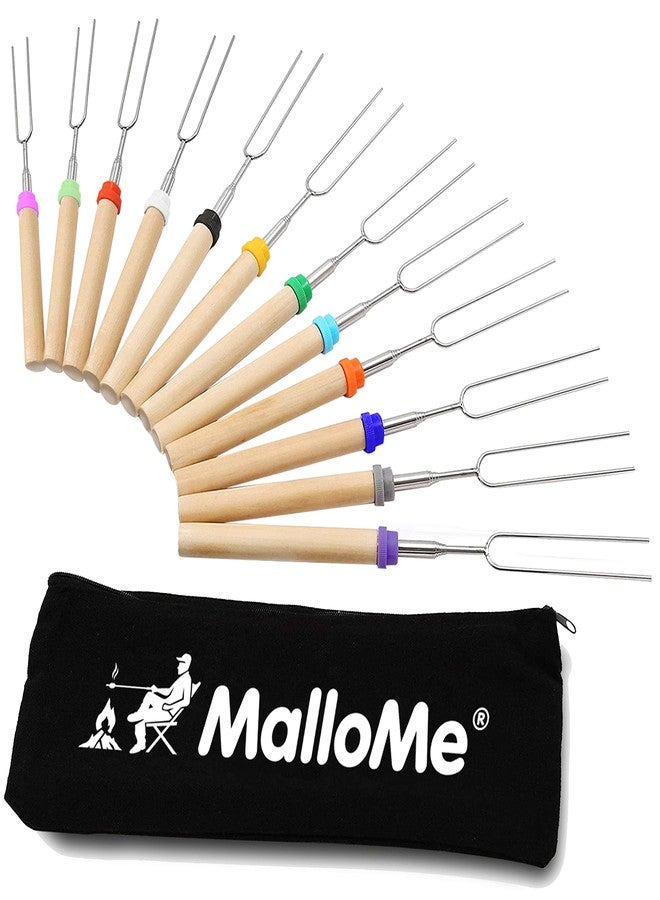 MalloMe Marshmallow Roasting Sticks - Smores Skewers for Fire Pit Kit - Hot Dog Campfire Marshmellow 32 Inch Long Fork - 12 Pack - Image 1