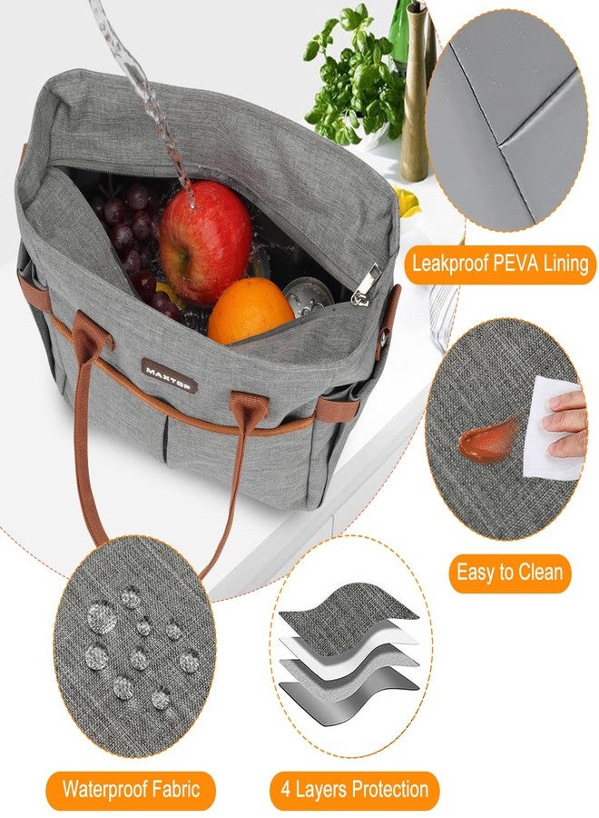 MAXTOP Lunch Bag Women for Work Insulated Thermal Lunch Box with Wide-Open Pocket Reusable Leakproof Cooler Bags with Removable Shoulder Strap for Teacher Nurse Office Picnic Travel Grey - Image 5
