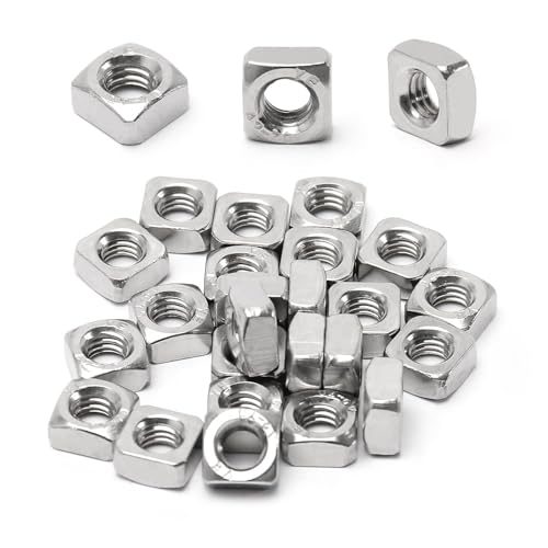 Juvielich 100pcs M5-0.8 Square Nuts, M5 Stainless Steel Square Nut, M5 x 0.8mm 304 SS Nuts, Metric Coarse Thread, No-Spin Design for Classic Car Restorations, Patio Furniture, Wooden Garden Benches and Swings - Image 1