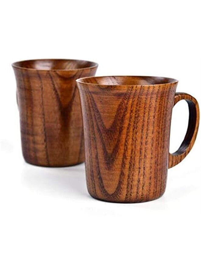 LAMAY 2Pcs Solid Jujube Mug Wooden Coffee Beer Mugs Wood Cup Handmade Tea Cup with Handle,Water Cup Wood Coffee Mug Wooden Tea Cup - Image 1