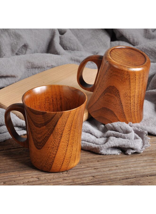 LAMAY 2Pcs Solid Jujube Mug Wooden Coffee Beer Mugs Wood Cup Handmade Tea Cup with Handle,Water Cup Wood Coffee Mug Wooden Tea Cup - Image 4