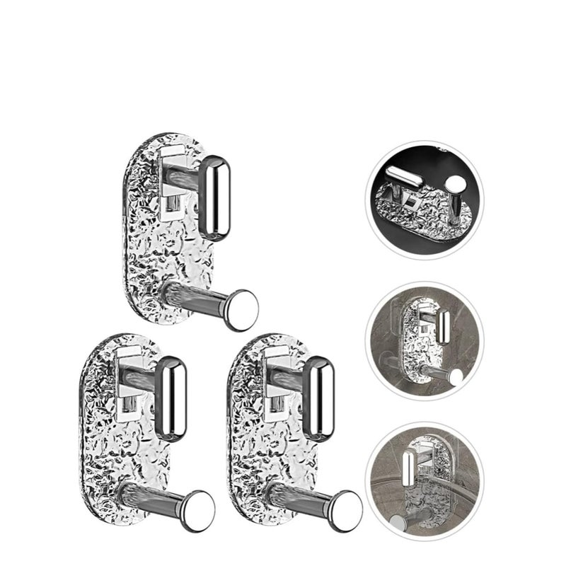 SOLARAE 3 قطع خطافات لاصقة أكريليك خطافات حوض الغسيل خطافات لاصقة على الحائط خطافات مناشف حوامل لتعليق الملابس والمناشف والمفاتيح في الحمام وغرفة النوم والمطبخ - Image 4