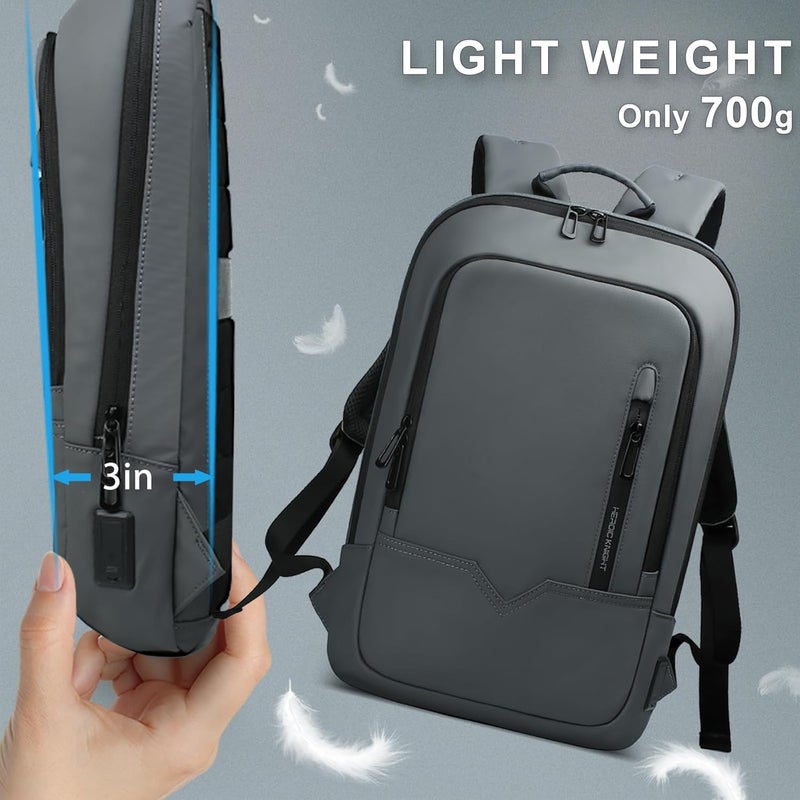 HK Backpack for Men Business Slim Backpack with USB Charger Computer Lightweight Anti-theft Travel - Image 4