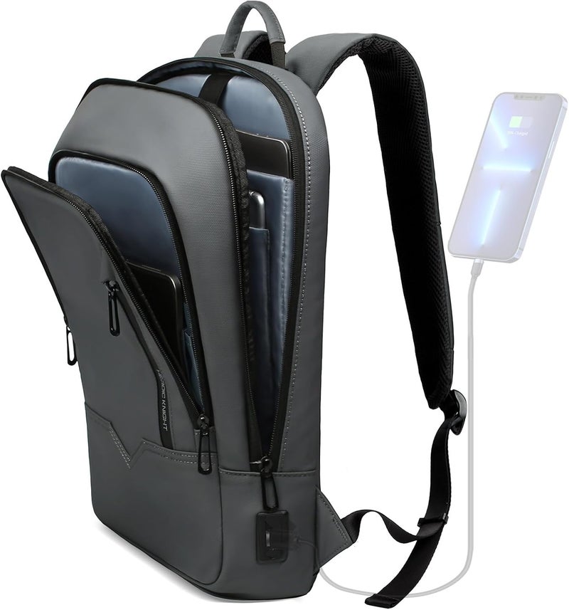HK Backpack for Men Business Slim Backpack with USB Charger Computer Lightweight Anti-theft Travel - Image 1