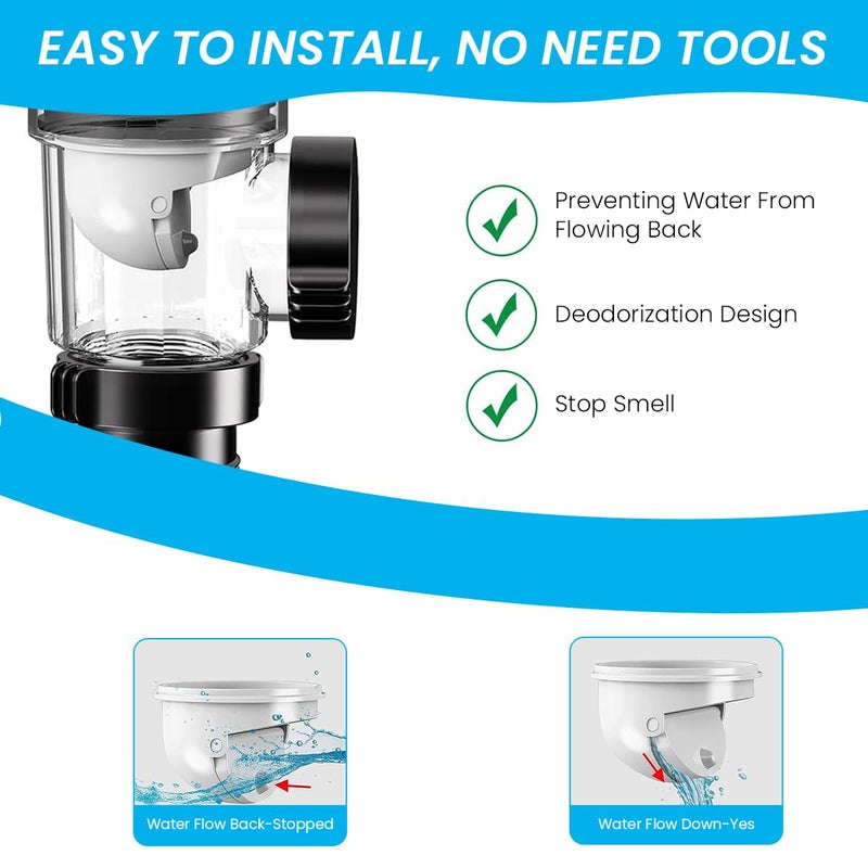 HASTHIP® Sink Drain Kit with Flexible Expandable P-Trap Sink Drain Pipe Tube Anti-Odor Bathroom 3 in 1 Plumbing, Fits for 3-4.5 cm Drain Hole, for Kitchen Bathroom Sewer - Image 4