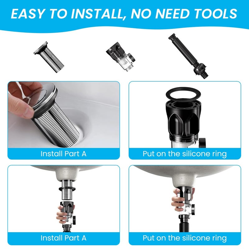 HASTHIP® Sink Drain Kit with Flexible Expandable P-Trap Sink Drain Pipe Tube Anti-Odor Bathroom 3 in 1 Plumbing, Fits for 3-4.5 cm Drain Hole, for Kitchen Bathroom Sewer - Image 3