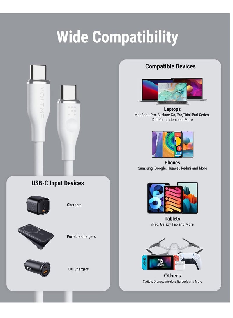VOLTME USB C Cable 100W, USB C to USB C Charging Cable Soft Silicon PD 5A Fast Charge Type C Cable for iPhone 15/15 Pro/15 Pro Max, MacBook Air/Pro, iPad Pro, Samsung Galaxy S24/S24 Ultra, Pixel (1m White)  - Image 5