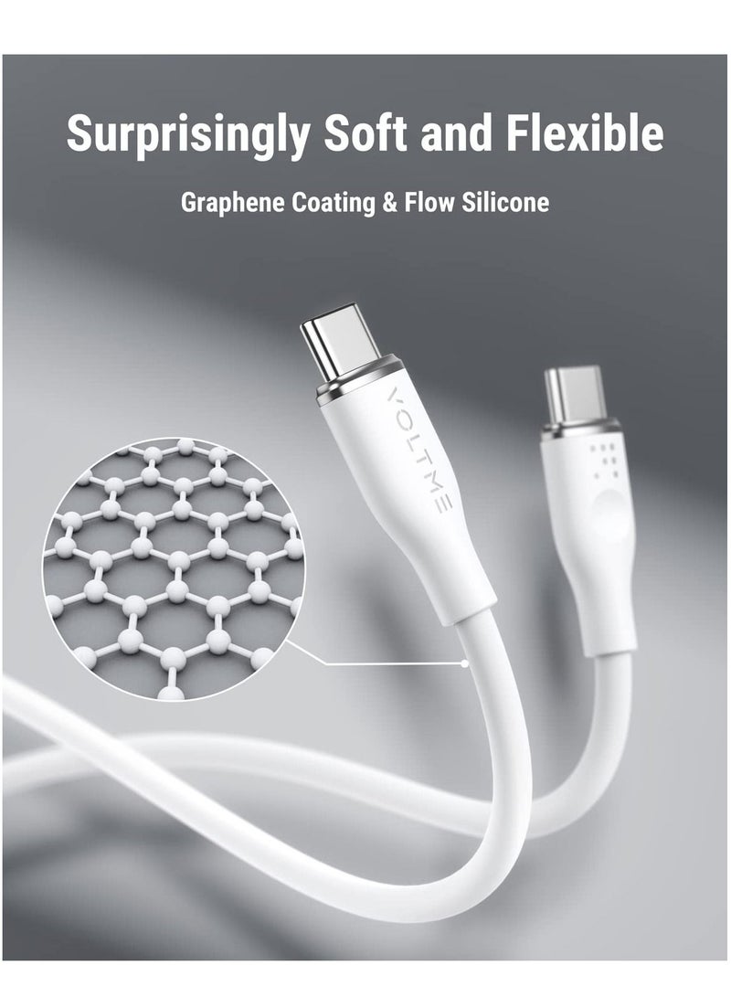 VOLTME USB C Cable 100W, USB C to USB C Charging Cable Soft Silicon PD 5A Fast Charge Type C Cable for iPhone 15/15 Pro/15 Pro Max, MacBook Air/Pro, iPad Pro, Samsung Galaxy S24/S24 Ultra, Pixel (1m White)  - Image 4