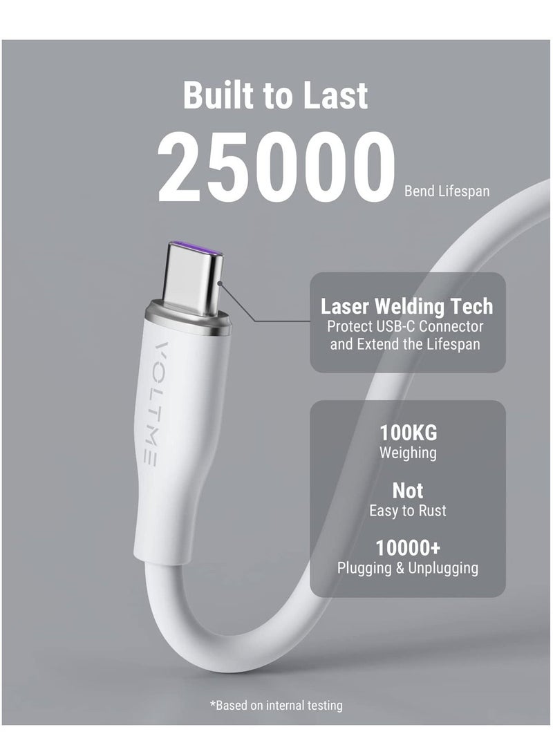 VOLTME USB C Cable 100W, USB C to USB C Charging Cable Soft Silicon PD 5A Fast Charge Type C Cable for iPhone 15/15 Pro/15 Pro Max, MacBook Air/Pro, iPad Pro, Samsung Galaxy S24/S24 Ultra, Pixel (1m White)  - Image 3
