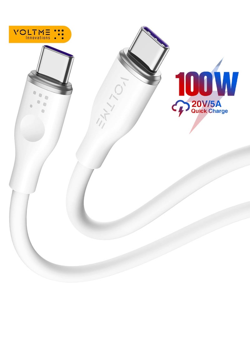 VOLTME USB C Cable 100W, USB C to USB C Charging Cable Soft Silicon PD 5A Fast Charge Type C Cable for iPhone 15/15 Pro/15 Pro Max, MacBook Air/Pro, iPad Pro, Samsung Galaxy S24/S24 Ultra, Pixel (1m White)  - Image 1