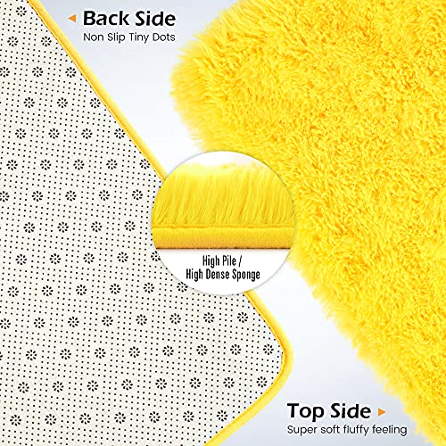 Amearea Premium Soft Fluffy Rug 4x5.3 Feet, Fuzzy Area Rugs for Bedroom, Shag Carpet for Living Room Nursery Kids Room Decor, Comfortable Indoor Furry Dorm Carpets, Yellow - Image 3