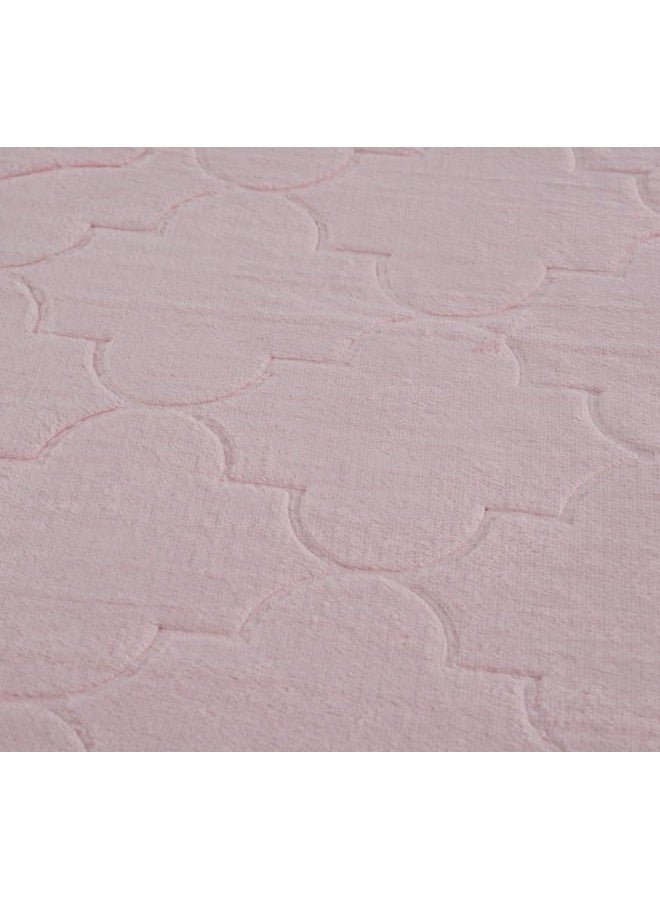 DEESAK Premium Velvet Aasan/Table Cover/Prayer/Meditation Janamaz for Namaz Muslim|44x27 Inch,Laser Cut -Pink - Image 5