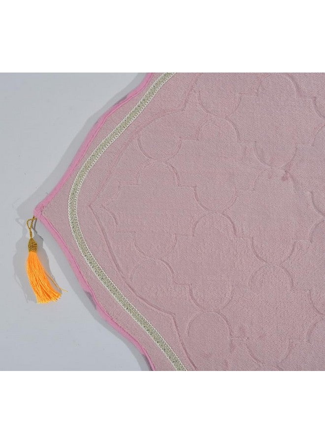 DEESAK Premium Velvet Aasan/Table Cover/Prayer/Meditation Janamaz for Namaz Muslim|44x27 Inch,Laser Cut -Pink - Image 4