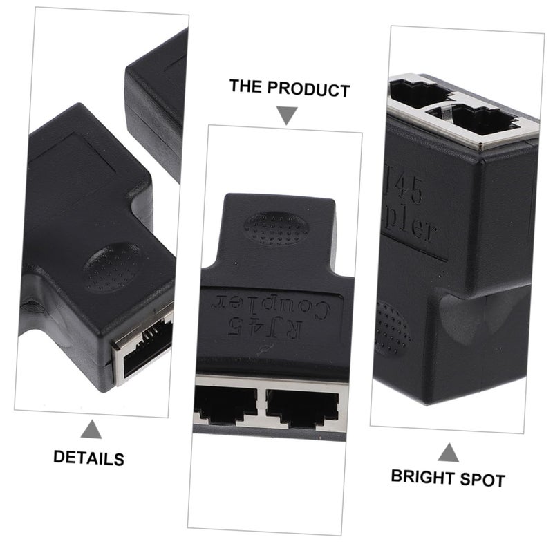 Uonlytech 3pcs Port Ethernet Splitter Adapter Plastic Network Cable Connector for Dual Computer Sharing Easy to Use Splitter Socket Compatible Laptop and Network Devices - Image 2