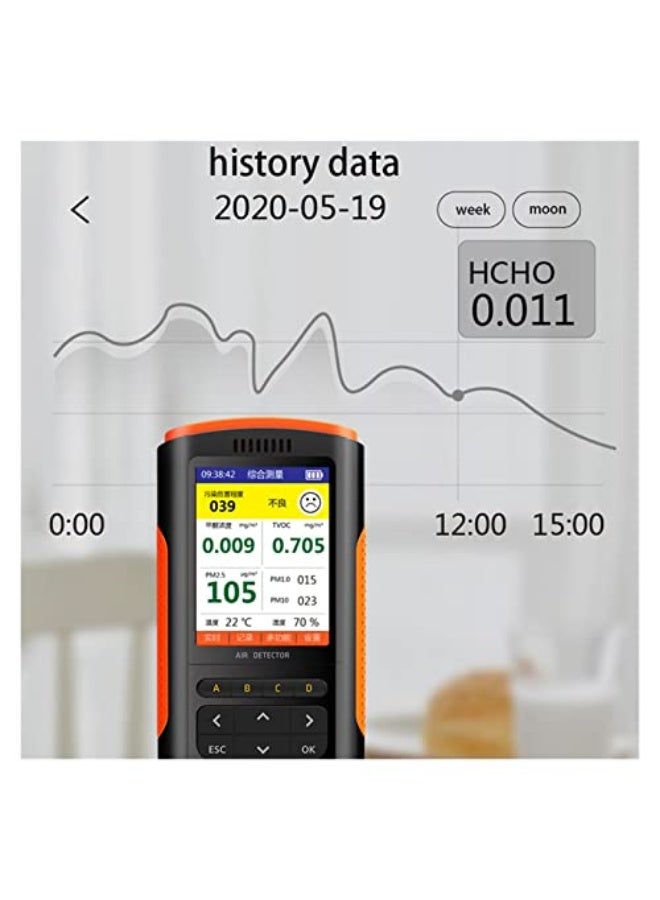 Air Quality Screen Formaldehyde Detector Air Quality Screen PM2.5 PM10 PM1.0 Temperature Humidity Screen Home Air Quality Testing Instrument - Image 2
