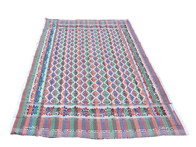 Mandhania Delux Quality Solapur Chaddar 100% Cotton Dailyuse Single Bed Blanket Pack of 1 Multicolor - Image 3