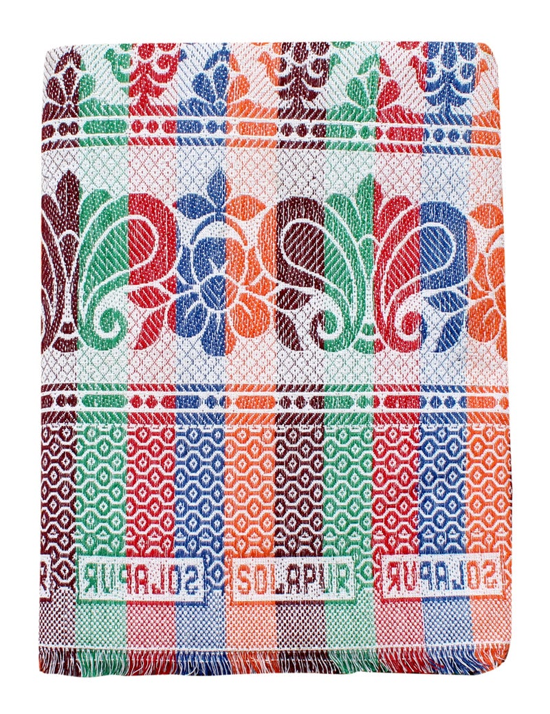 Mandhania Delux Quality Solapur Chaddar 100% Cotton Dailyuse Single Bed Blanket Pack of 1 Multicolor - Image 1