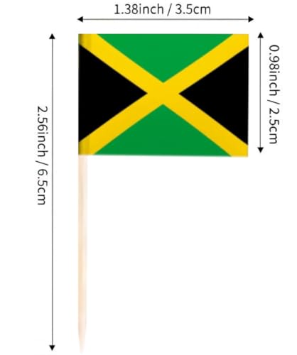 JAVD CYPS 100 Pcs Jamaica Flag Jamaican Toothpick Flags Small Mini Stick Cupcake Toppers Jamaican FlagsCountry Picks Party Decoration Celebration Cocktail Food Bar Cake Flags - Image 5