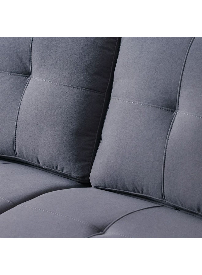DANUBE HOME Lina 2 Seater Fabric Sofa | Modern Design Two Seat Sofas | Comfortable Living Room Furniture L154xW87.5xH88.5cm - Grey - Image 4