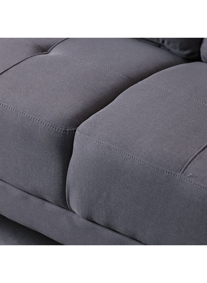 DANUBE HOME Lina 2 Seater Fabric Sofa | Modern Design Two Seat Sofas | Comfortable Living Room Furniture L154xW87.5xH88.5cm - Grey - Image 3