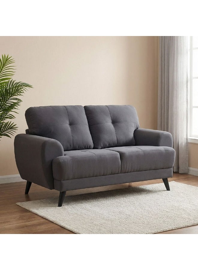 DANUBE HOME Lina 2 Seater Fabric Sofa | Modern Design Two Seat Sofas | Comfortable Living Room Furniture L154xW87.5xH88.5cm - Grey - Image 1