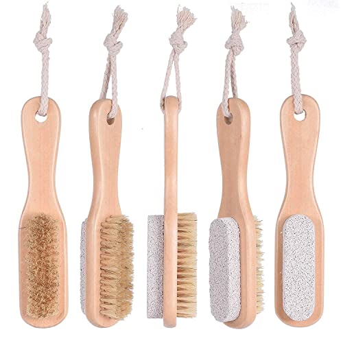 Amzgear Natural Pumice Stone Combo foot Brush, Body Exfoliating Double Side Soft Bristle Wood Brush, Suitable for Pedicure Brush Kit Tool for Cleanse, Scrub & File Dead Skin Callus Remover (Pack of 2) - Image 3