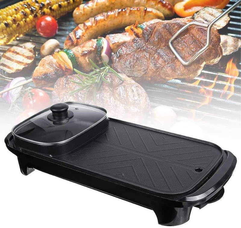 Eworld 2-in-1 Electric Grill & Hot Pot, Non-Stick Multi-Cooker for Indoor BBQ & Hotpot - Image 1