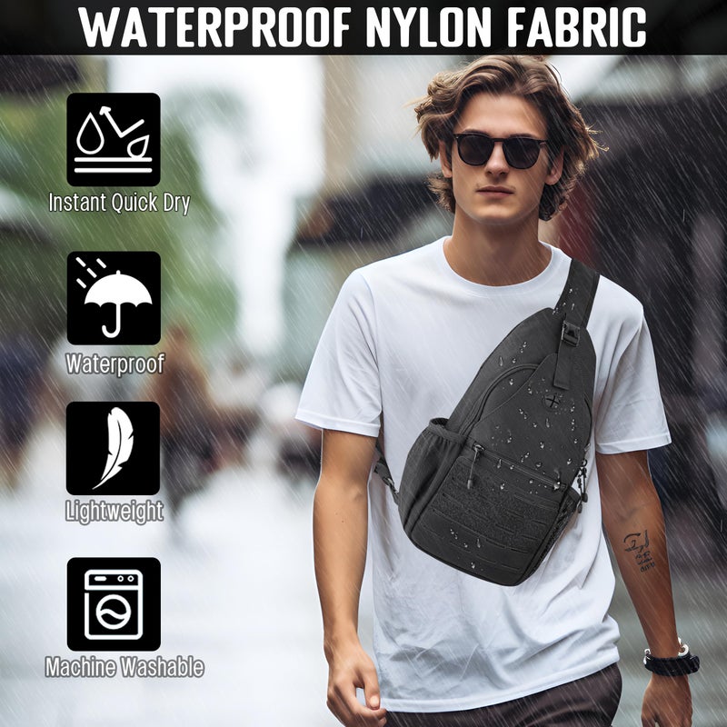 DEYACE Mens Sling Bag, Water-Resistant Large Shoulder Bag Small Single Strap Backpack Cross body Bag for Men - Image 2